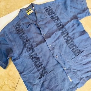 Cubavera Shirt - Blue- Musical Notes